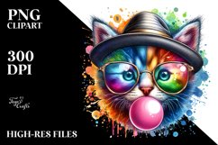 Quirky and Colorful Kitten Portrait | Clipart Product Image 3
