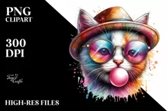 Quirky Kitten Portrait Chewing Gum Clipart Product Image 1