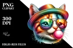 Quirky Kitten Portrait Chewing Gum Clipart Product Image 1