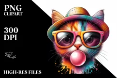 Quirky and Colorful Kitten Portrait | Clipart Product Image 1
