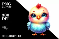 Colorful Smiling Cute Baby Chicken | Clipart Product Image 1