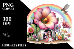 Illustration Fairy House Rainbow Bird Butterfly | Clipart Product Image 2