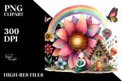 Illustration Fairy House Rainbow Bird Butterfly | Clipart Product Image 2
