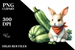 Funny Cute Baby Rabbit and Zucchini | Sublimation | Clipart Product Image 1