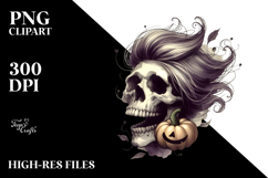 Skull with Hair, PNG Product Image 2