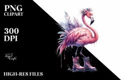 Flamingo Boots | Watercolor Clipart Product Image 1