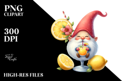 Whimsical Gnome Drinking Lemon PNG Product Image 2