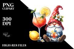 Whimsical Gnome Drinking Lemon PNG Product Image 2