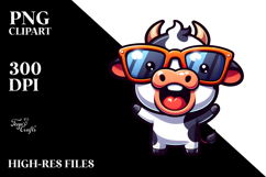 Excited Cow with Sunglasses PNG Product Image 2