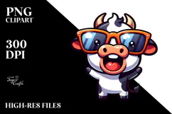 Excited Cow with Sunglasses PNG Product Image 2