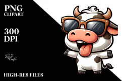 Excited Cow with Sunglasses PNG Product Image 2