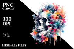 colorful Skull with Splashes, PNG Product Image 2