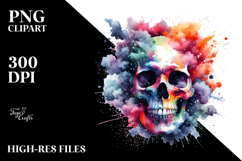 colorful Skull with Splashes, PNG Product Image 2