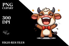 Baby Calf with Bow Tie PNG Product Image 2