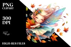 Colorful Fairy Tumbling with Autumn Leaves PNG Product Image 1