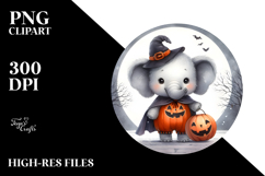 Cute Baby Elephant Halloween Retro PNG Product Image 2