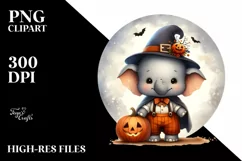 dressed for Halloween Baby Elephant PNG Product Image 1