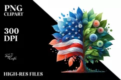 Vibrant Tree with USA Flag Colors PNG Product Image 3
