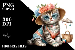 Digital Watercolor Adorned Baby Kitten PNG Product Image 2