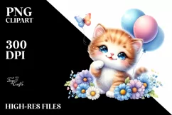 Colorful Watercolor Baby Kitten Product Image 1