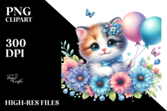 Smiling Baby Kitten with Balloons | Clipart Product Image 2