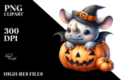Cute Baby Rhino Halloween PNG Product Image 2