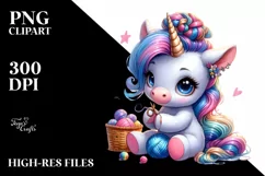 Playing Baby Unicorn in Funny Style, Transparent PNG Product Image 1