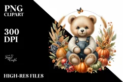 Funny Cute Baby Bear and Harvest | Clipart Product Image 3