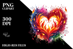 Colorful Heart Made of Fire PNG Product Image 2