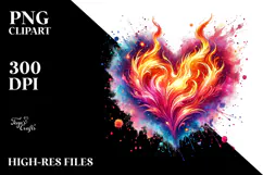 Colorful Heart Made of Fire PNG Product Image 2