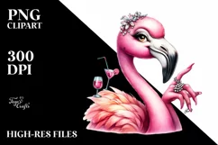 Smiling Vintage Flamingo Sticker Clipart Product Image 3