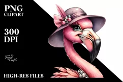 Smiling Vintage Flamingo Sticker Clipart Product Image 1