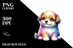 Colorful Smiling Baby Puppy Moon Clipart Product Image 1