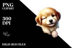 Winking Puppy Watercolor Painting PNG Product Image 2