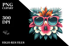 Retro Tropical Flower Sunglasses PNG Product Image 2