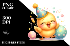 Cute Baby Chicken with Party Hat, PNG Product Image 2