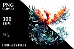 Phoenix Bird made of Fire and Ice, PNG Product Image 2
