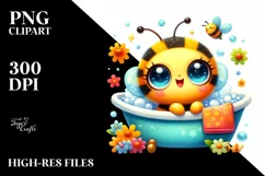 Vibrant Cute Baby Bee in Bathtub Product Image 1
