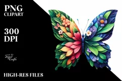 Vibrant Butterfly with Flowers PNG Product Image 3