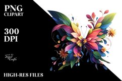 Vibrant Butterfly with Flowers PNG Product Image 3