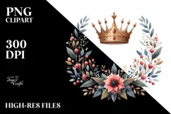 Sublimation Sticker Flower Watercolor Crown Clipart Product Image 3