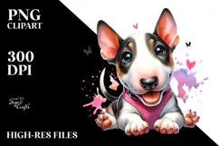 Watercolor Cute Bull Terrier Transparent PNG Product Image 2