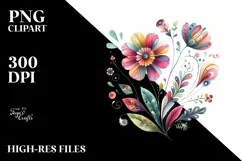 Watercolor Whimsical Flower | Sublimation Clipart Product Image 1