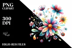Colorful Wimsical Flower | Sublimation | Clipart Product Image 1