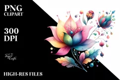 Watercolor Whimsical Flower | Sublimation Clipart Product Image 1