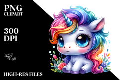 Cute Baby Unicorn with Cool Haircut PNG Product Image 2