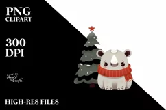 Cute Winter Rhino Christmas Tree PNG Product Image 3