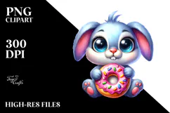 Cute Baby Bunny with Donut PNG Product Image 2
