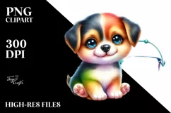 Colorful Small Baby Puppy Smiling | Clipart Product Image 1