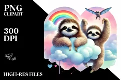 Colorful Pastel Baby Sloth PNG Product Image 2